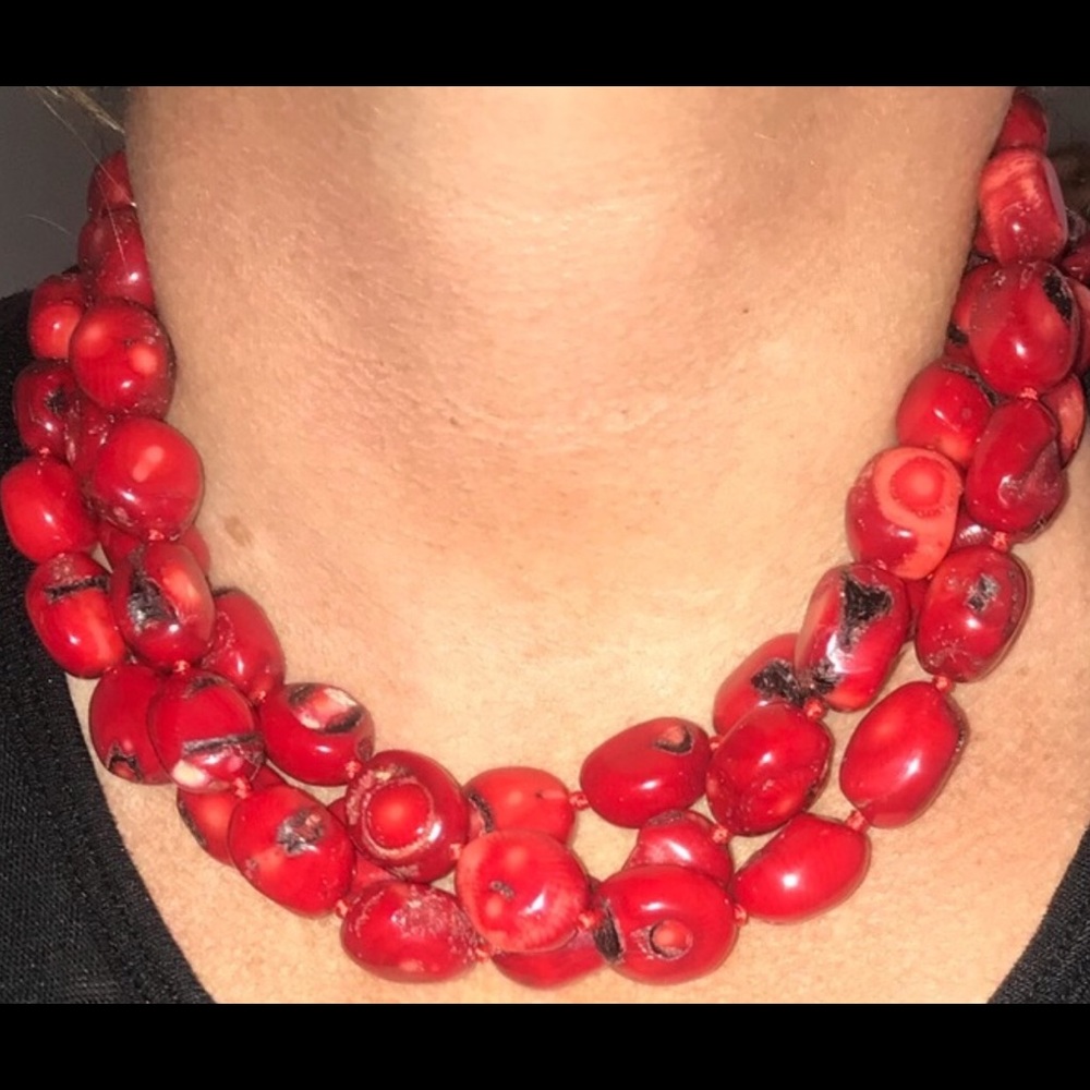3 strands of red coral